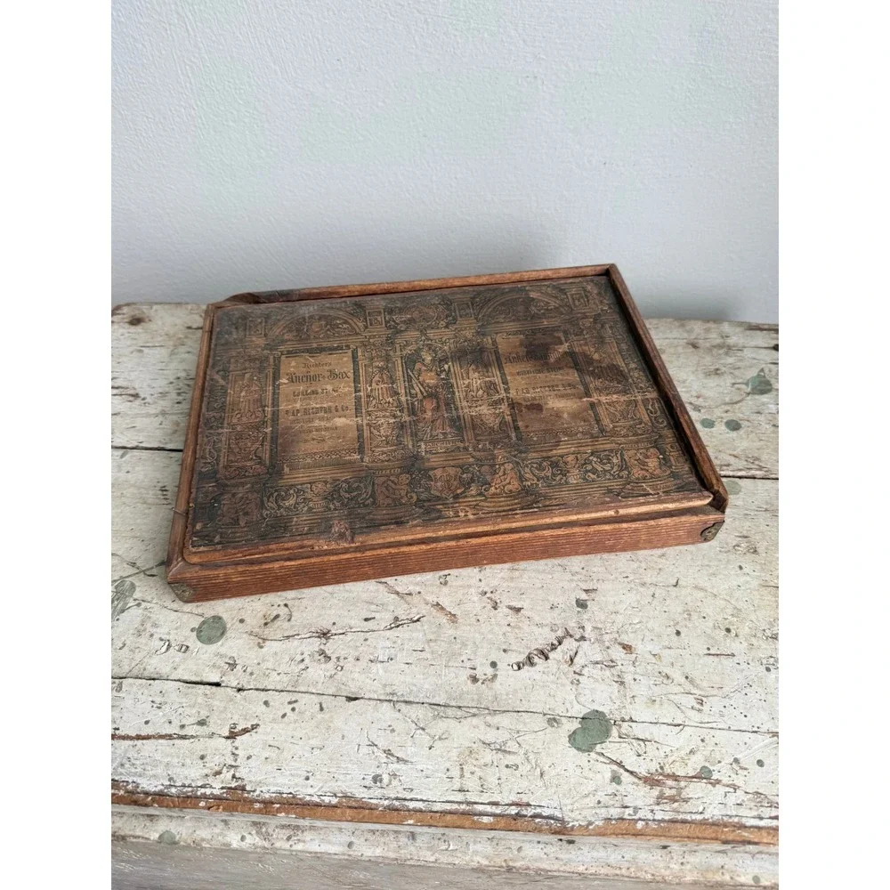 Antique Richter's Anchor Box No. 7 Wooden Architectural Building Stone Case